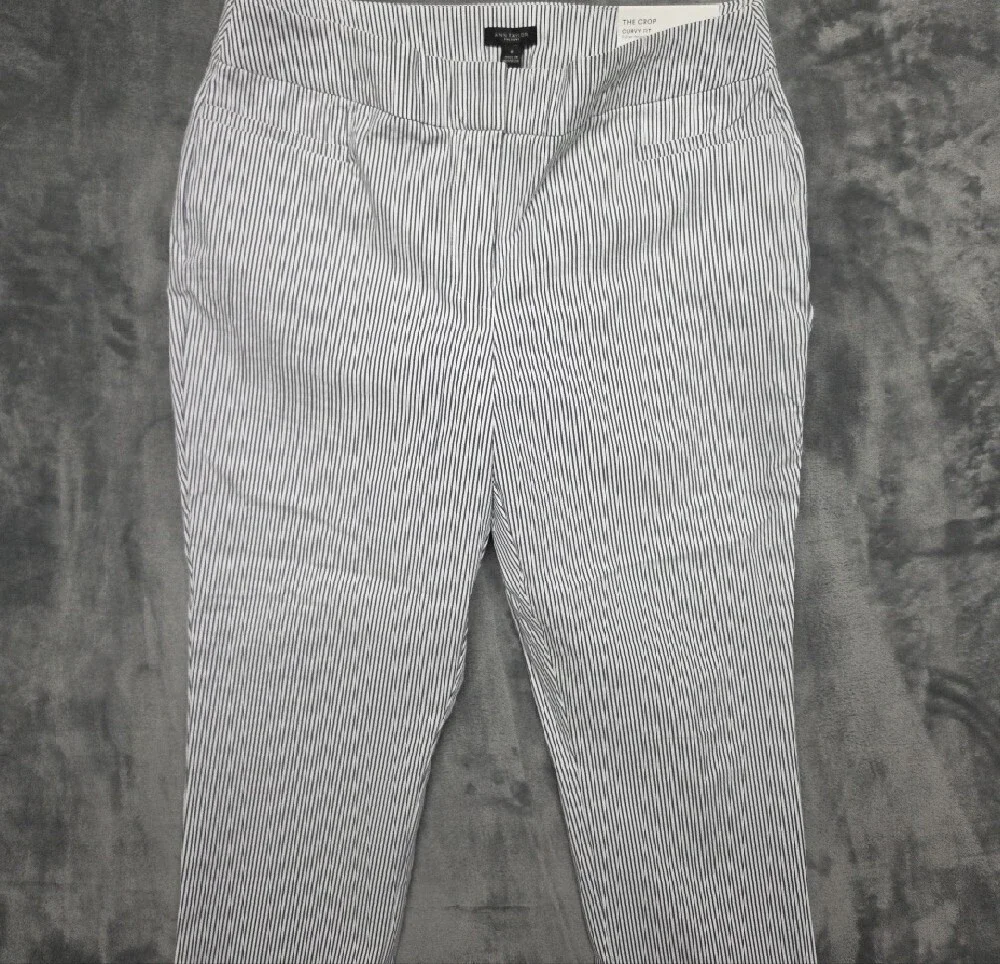 Ann Taylor Factory Gray & White Ankle Crop Pants sz 8